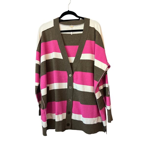 NEW We The Free Free People Striped Cardigan Sweater Medium - Picture 2 of 8